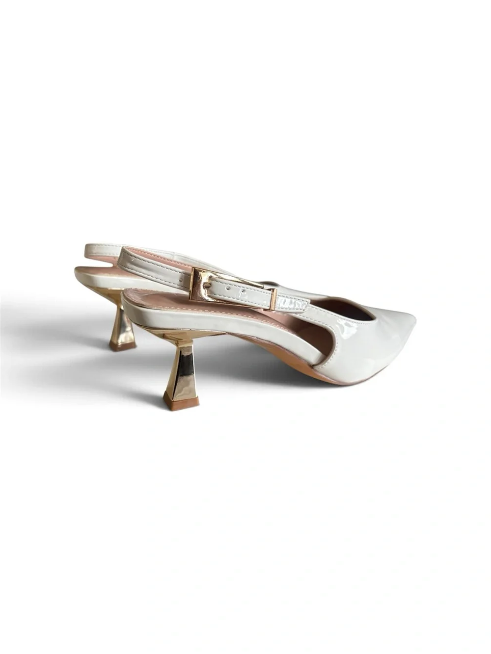 White Patent Slingback Heels